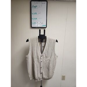 Eddie Bauer Button Front Sweater Vest Mens Med Cream Boho Retro 90s Y2K Casual